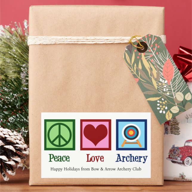 Peace Love Archery Custom Christmas Sticker (Holiday)