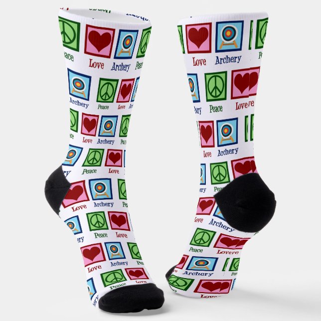 Peace Love Archery Cute Christmas Socks (Angled)
