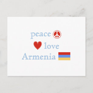 Peace Love Armenia Heart and Armenian Flag Postcard