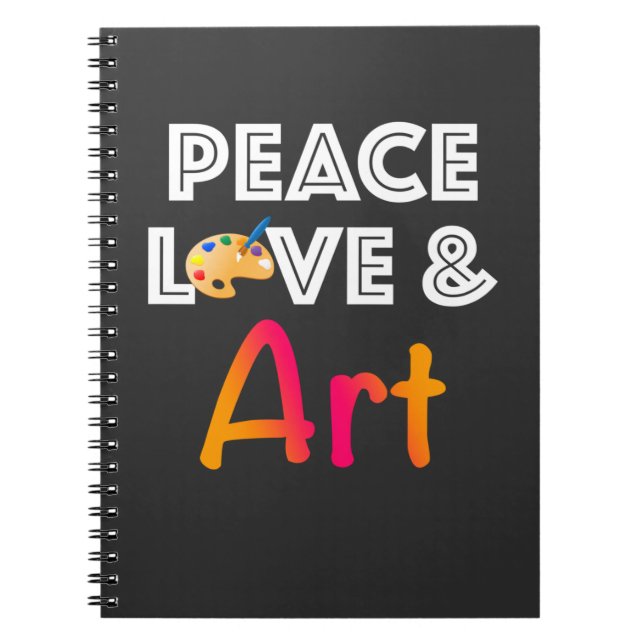 Peace Love & Art Design with Painter's Palette Notebook (Front)