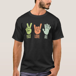 "Peace, Love, Art – Hand Symbol Design" T-Shirt