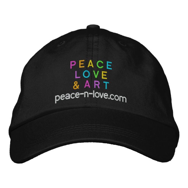 Peace, Love & Art Promotional Black Embroidered Hat (Front)