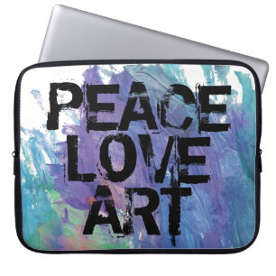PEACE LOVE ART type + abstract background Laptop Sleeve