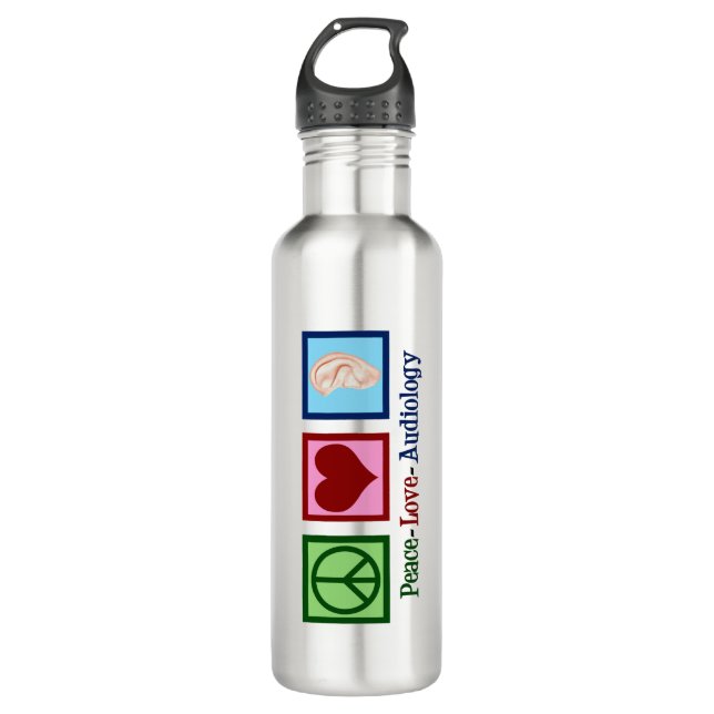 Peace Love Audiology Cute Audiologist 710 Ml Water Bottle (Front)