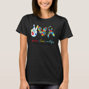 Peace Love Autism Awareness For Men Women Kids Bo T-Shirt