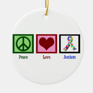 Peace Love Autism Ceramic Ornament