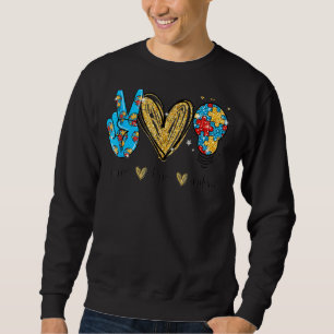 Peace Love Autism Cool Awareness Asd Hippie Men Wo Sweatshirt