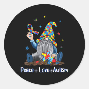 Peace Love Autism Gnome Autism Tie Dye Autism Awar Classic Round Sticker