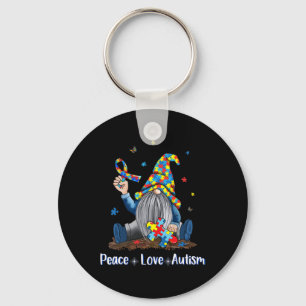 Peace Love Autism Gnome Autism Tie Dye Autism Awar Keychain