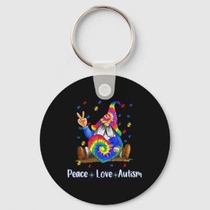 Peace Love Autism Gnome Autism Tie Dye Autism Awar Keychain
