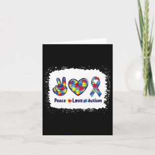 Peace Love Autism In April We Wear Blue For Autism Card