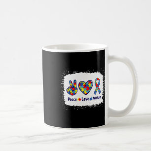 Peace Love Autism In April We Wear Blue For Autism Coffee Mug