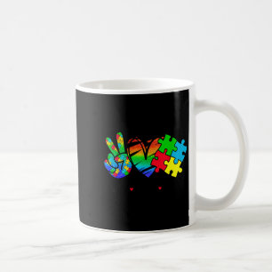 Peace Love Autism in April Wear Blue for Autism Coffee Mug