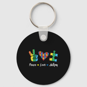 Peace Love Autism Puzzle Awareness Autistic Men Wo Keychain