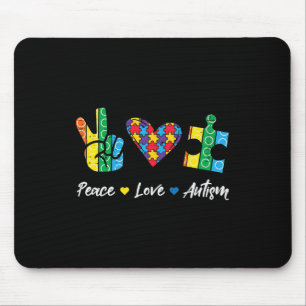 Peace Love Autism Puzzle Awareness Autistic Men Wo Mouse Pad