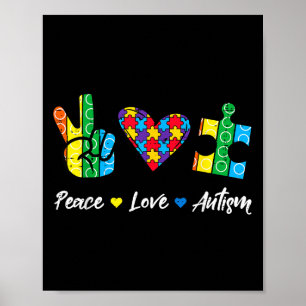 Peace Love Autism Puzzle Awareness Autistic Men Wo Poster