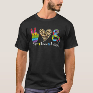 Peace Love Autism Puzzle In April We Wear Blue For T-Shirt