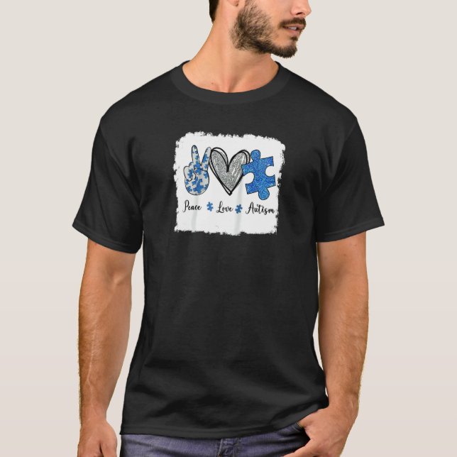 Peace Love Autism Raglan T-Shirt (Front)