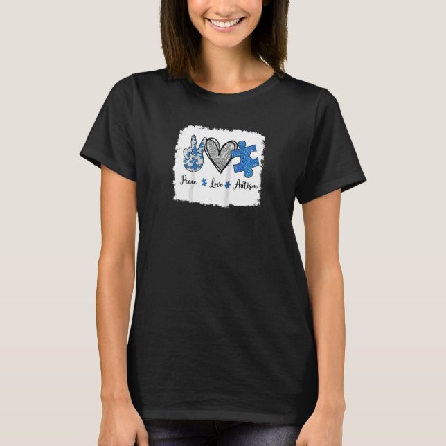 Peace Love Autism Raglan T-Shirt (Front)