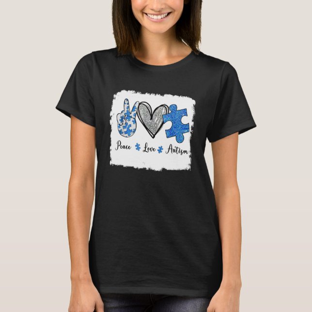Peace Love Autism Sign Tee Plus Size (Front)