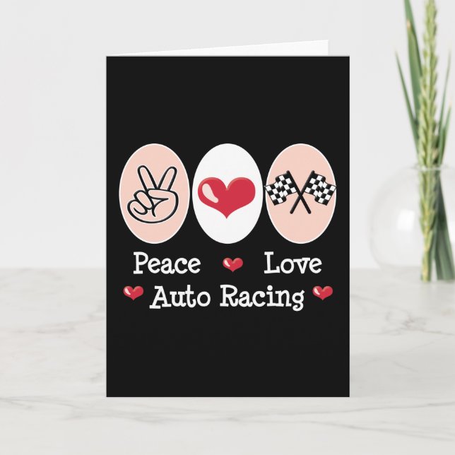 Peace Love Auto Racing À damiers Drapeau Carte pou (Devant)