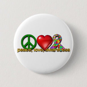 Peace Love Awareness 2 Inch Round Button