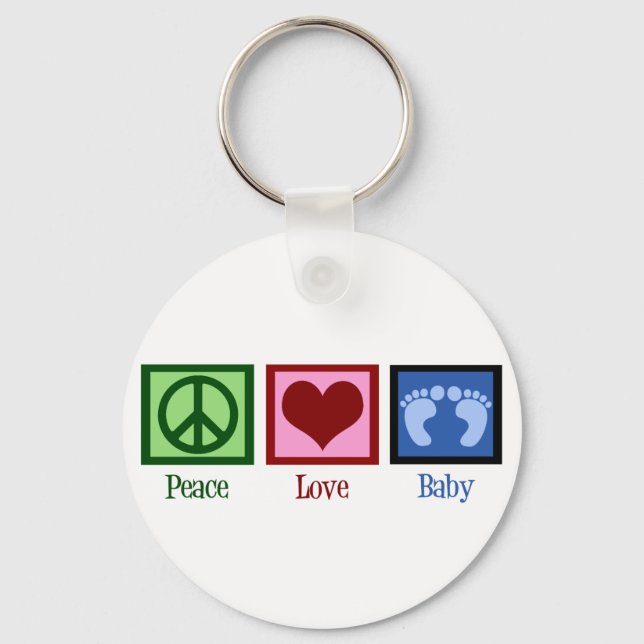 Peace Love Baby Boy Keychain (Front)