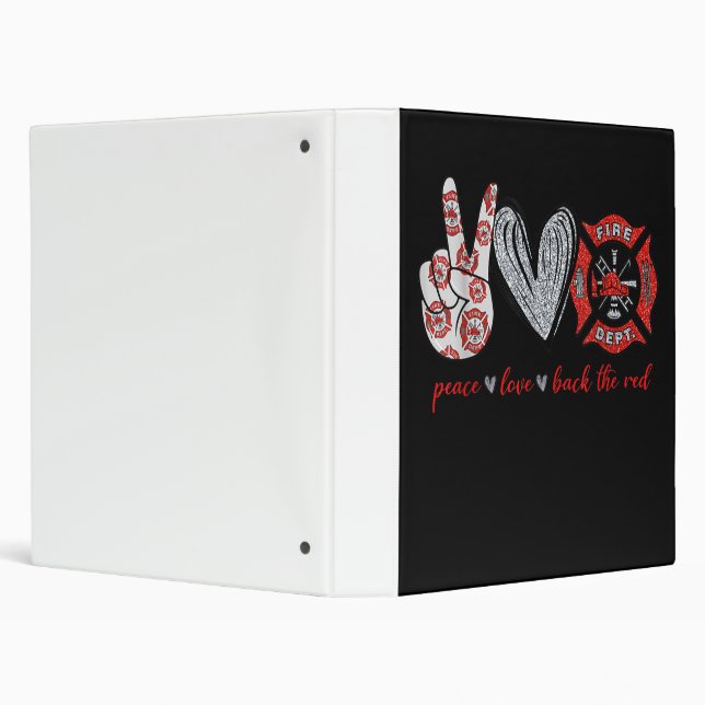 Peace Love Back Red | Funny Firefighter Lover Gift Binder (Background)