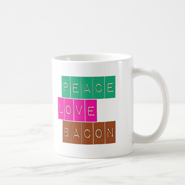 Peace Love Bacon Bright Colours Design Coffee Mug (Right)