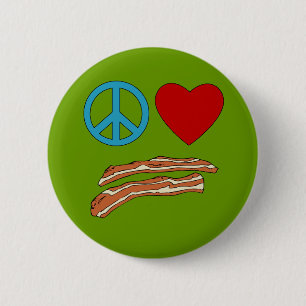 Peace Love Bacon Symbology Tshirt, Mug 2 Inch Round Button