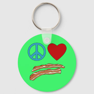 Peace Love Bacon Symbology Tshirt, Mug Keychain