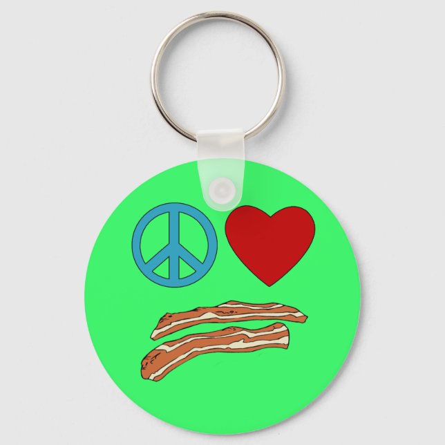 Peace Love Bacon Symbology Tshirt, Mug Keychain (Front)