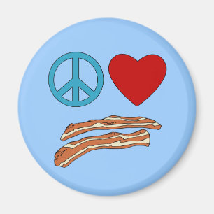 Peace Love Bacon Symbology Tshirt, Mug Magnet