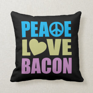 Peace Love Bacon Throw Pillow