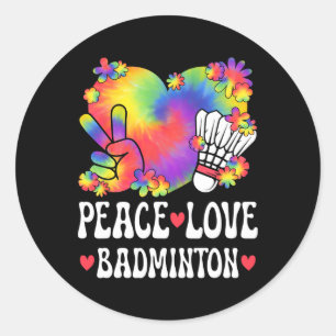 Peace Love Badminton Lover 60s 70s Hippie Outfit B Classic Round Sticker