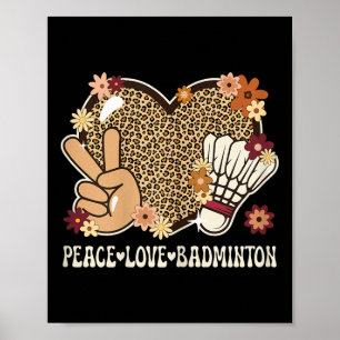 Peace Love Badminton Lover Leopard Print Girl Cute