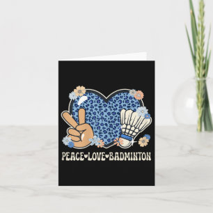 Peace Love Badminton Lover Leopard Print Girl Cute Card