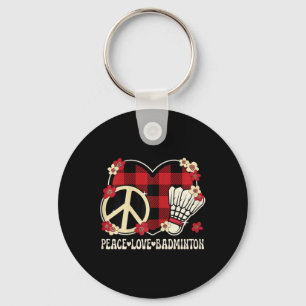 Peace Love Badminton Lover Outfit Women Girls Kids Keychain