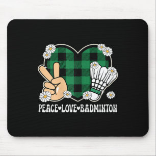 Peace Love Badminton Lover Outfit Women Girls Kids Mouse Pad