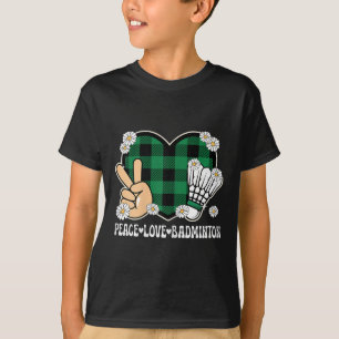 Peace Love Badminton Lover Outfit Women Girls Kids T-Shirt