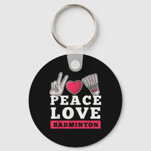 Peace Love Badminton Player Heart Shuttle Sport Pl Keychain