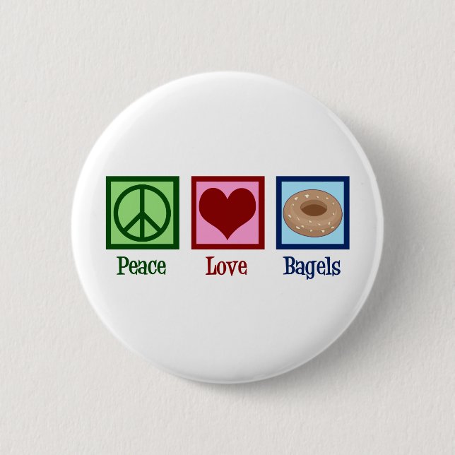 Peace Love Bagels 2 Inch Round Button (Front)