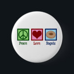 Peace Love Bagels 2 Inch Round Button<br><div class="desc">Peace Love Bagels. A cute bagel shop owner gift for a lover of baked goods and breakfast food.</div>