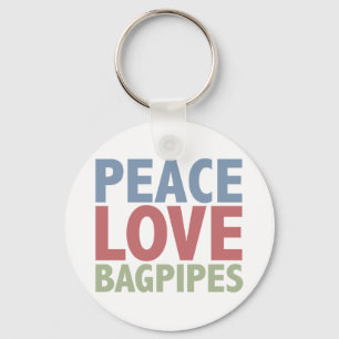 Peace Love Bagpipes Keychain