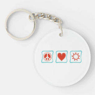 Peace Love Baha'i Squares Keychain