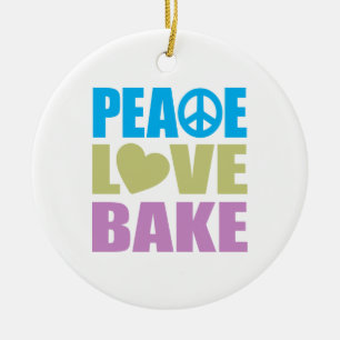 Peace Love Bake Ceramic Ornament