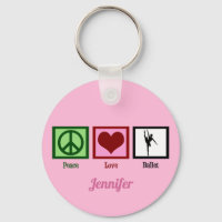 Peace Love Ballet Cute Pink Ballerina Monogram