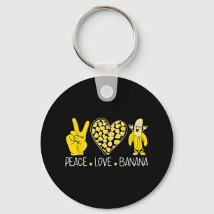 Peace Love Banana Humour Fruit Lover Funny Love Ba Keychain