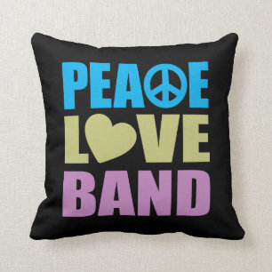Peace Love Band Throw Pillow