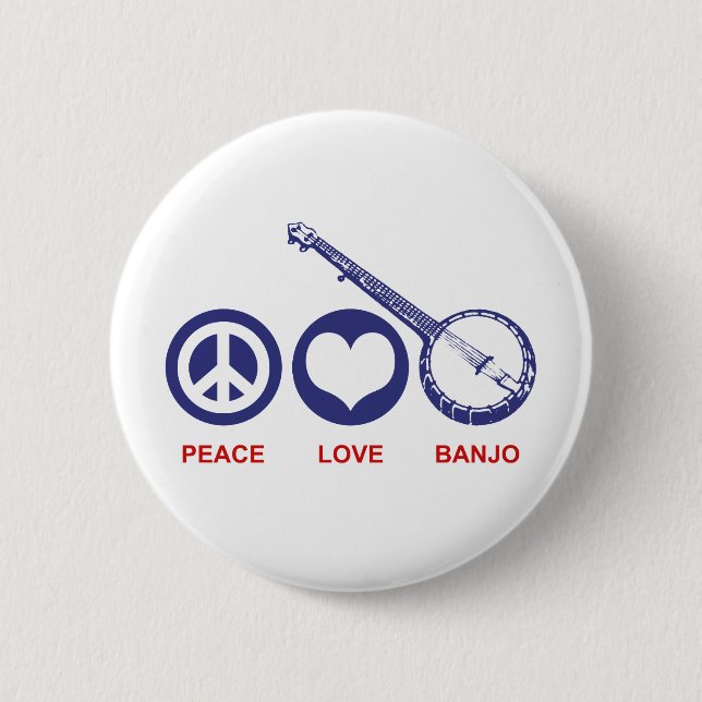 Peace Love Banjo 2 Inch Round Button (Front)
